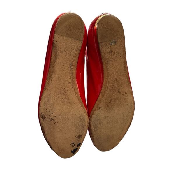 Tory Burch Red Patent Peep Toe Wedge Flats Size 7 - Picture 5 of 5
